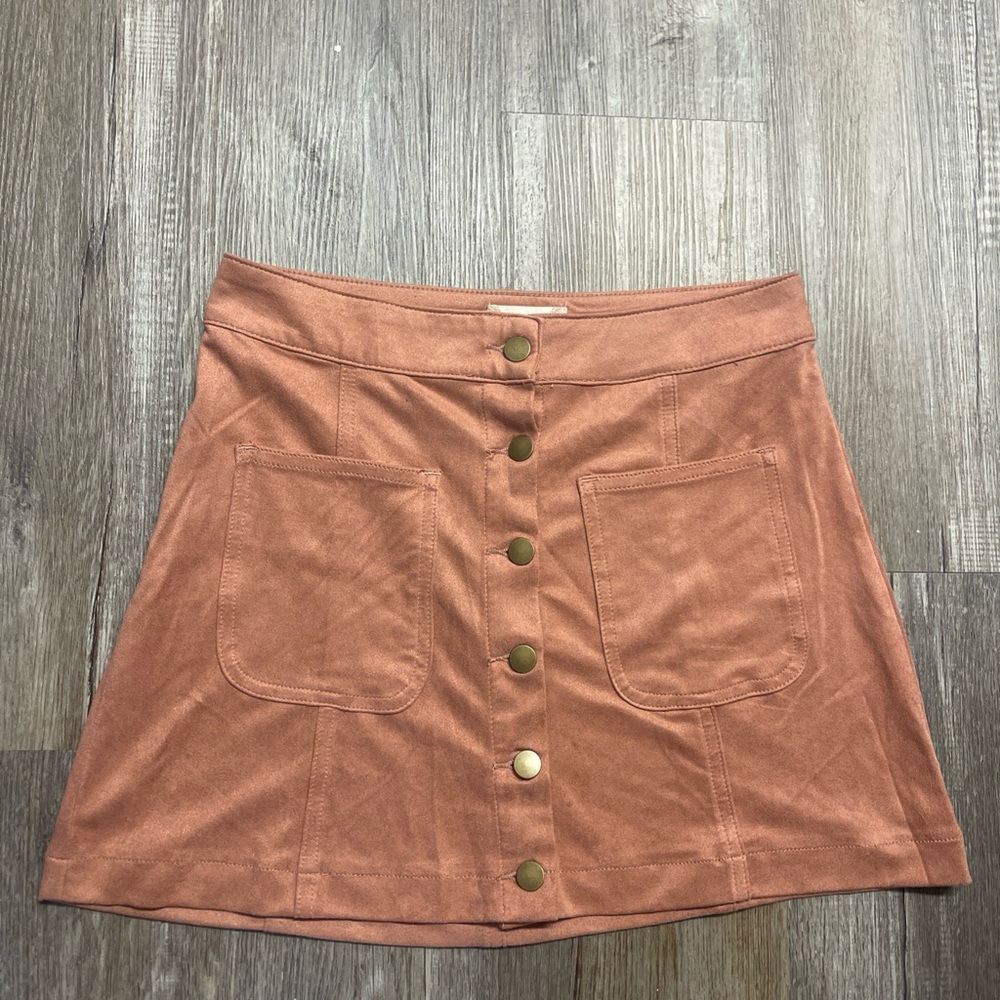 Alter'd State Mini Skirt Faux Suede Pockets Pink S